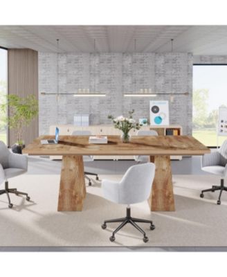 63-Inch Dining Table with Double Pedestal Base, Modern Kitchen Tabl, Espresso Brown