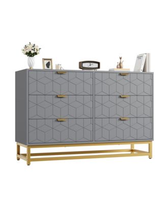 6 Drawer Dresser with Wide Storage, Dresser Chest Organizer with Metal Legs, Modern Dressers & chests of Drawers