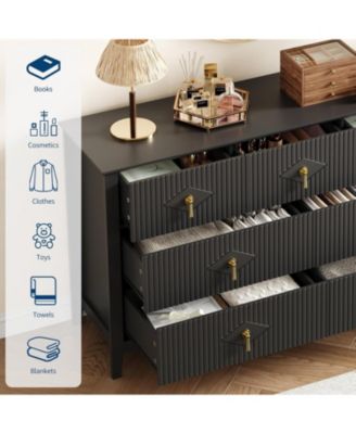 54"W 7-Drawer Modern Wood Chest with Metal Handles, Bedroom Storage Cabinet Dresser