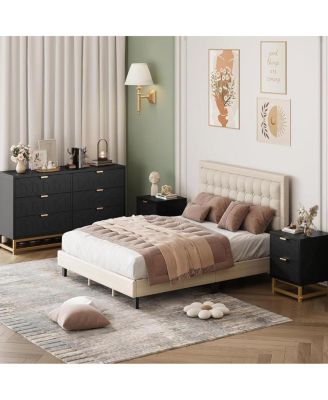Modern 6-Drawer Bedroom Dresser with Large Storage and Gold Metal Accents for Entryway, Living Room or Closet