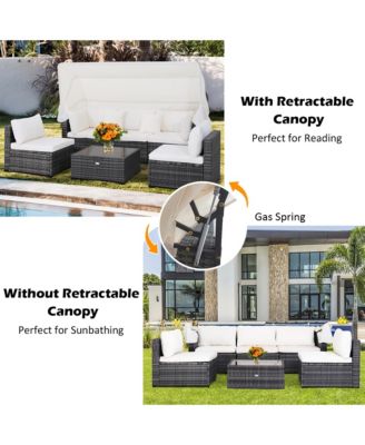 6-Piece Outdoor Patio Furniture Set Retractable Canopy Conversation Set