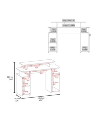 Wengue Gaming Desk with Blue Accents Six Shelves and Storage Door Compact Design for Organized Gaming Setups
