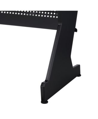 Black and White 2 Drawer Gaming Desk with 59Inch Wide Surface and Storage Compartments for Indoor and Outdoor Gaming Stations