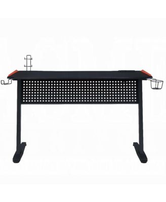 Gaming Desk, Black & Red, LED Lights, USB Port, 47" Surface & Ergonomic Design
