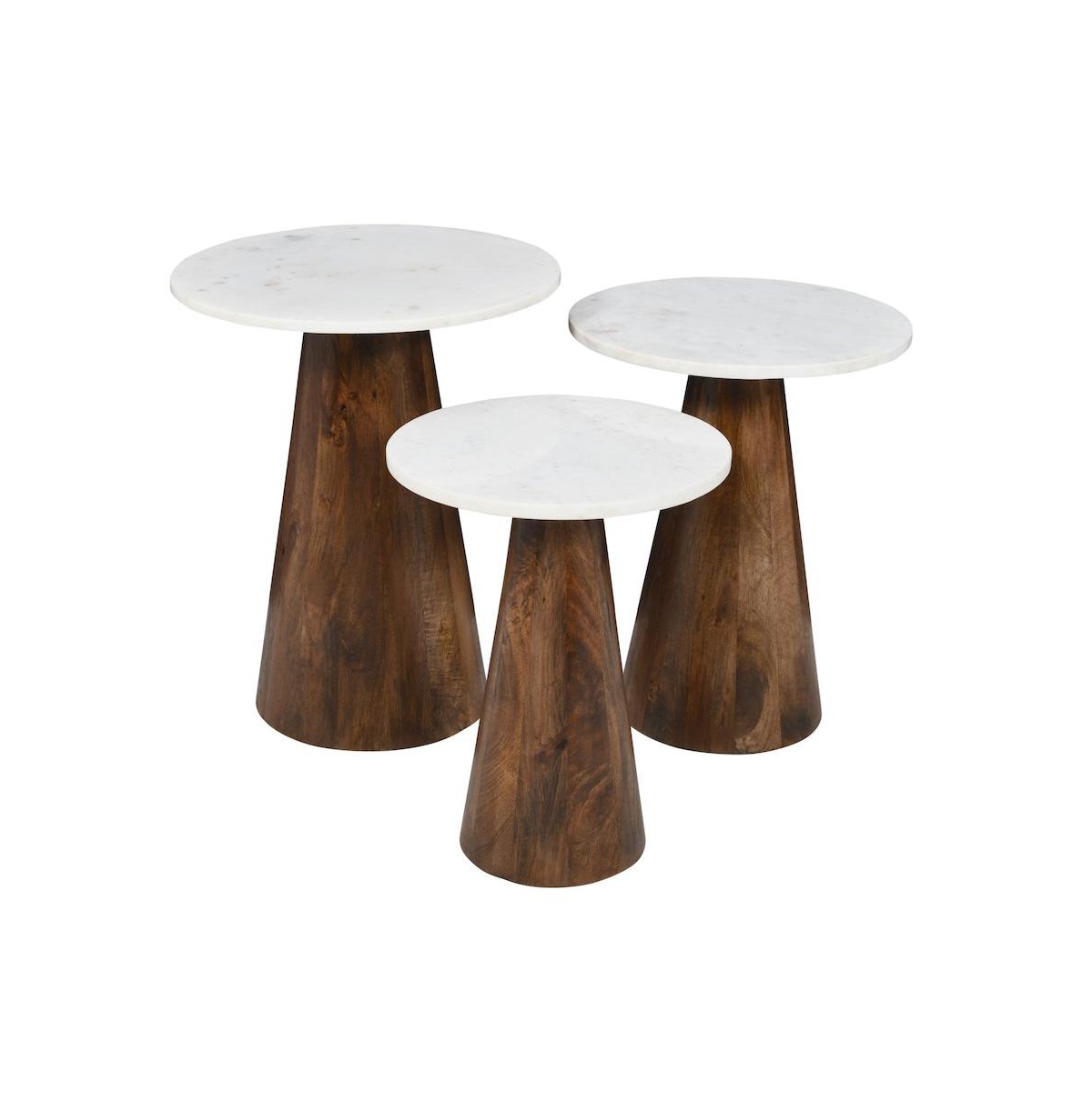 Jofran Nolan Marble Top Three Pack Solid Wood Accent Table Set