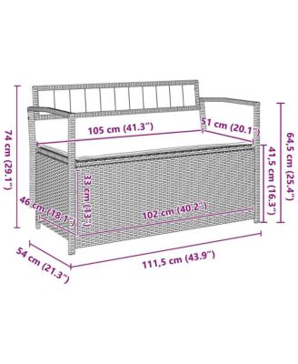 Patio Storage Bench with Cushion Black Poly Rattan