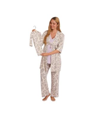 Maternity Analise During & After 5-Piece Maternity/Nursing Sleep Set