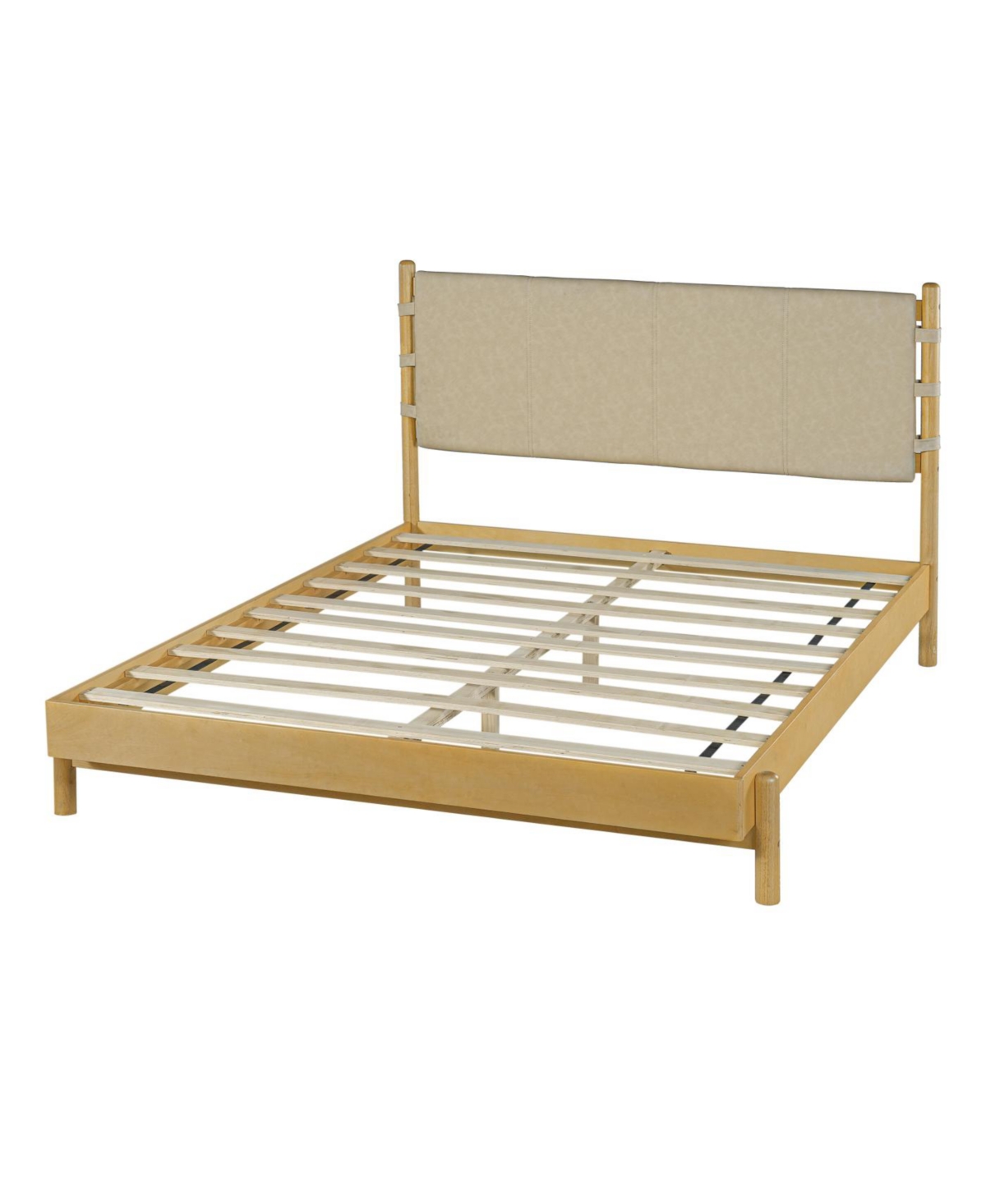 Streamdale Furniture Modern Queen Bed Frame Set with 2 Nightstands, Beige Wood Platform Bed