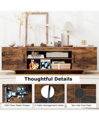 TV Stand for 70" TVs Modern Entertain Center with Power Outlet & 2 Cable Holes