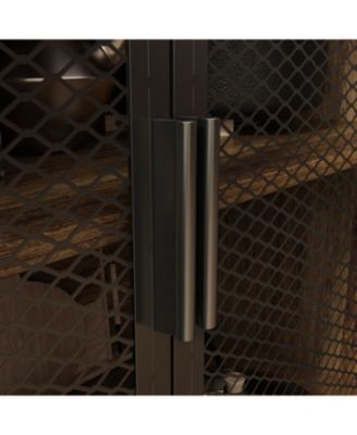 Brown Buffet Sideboard Cabinet with Metal Mesh Doors, 3-Drawers