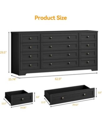 12 Drawers Wooden Dressers for Adult Bedroom