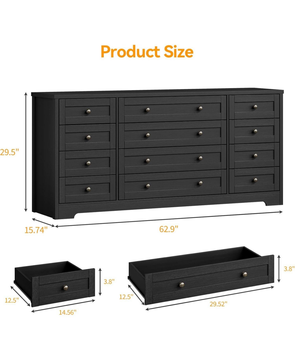 Gaomon 12 Drawers Wooden Dressers for Adult Bedroom