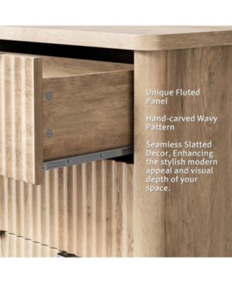 Fluted 6-Drawer Dresser, Modern Wood Storage Chest with Smooth Top, Sturdy Clothes Organizer for Bedroom, Living Room, or Hallway