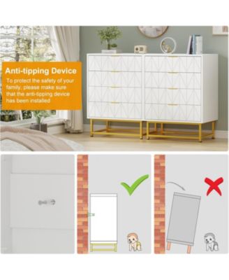 Black 4 Drawer Dresser with Gold Metal Handles Modern Small Dresser Storage Cabine Wooden Chest of Drawers for Bedroom