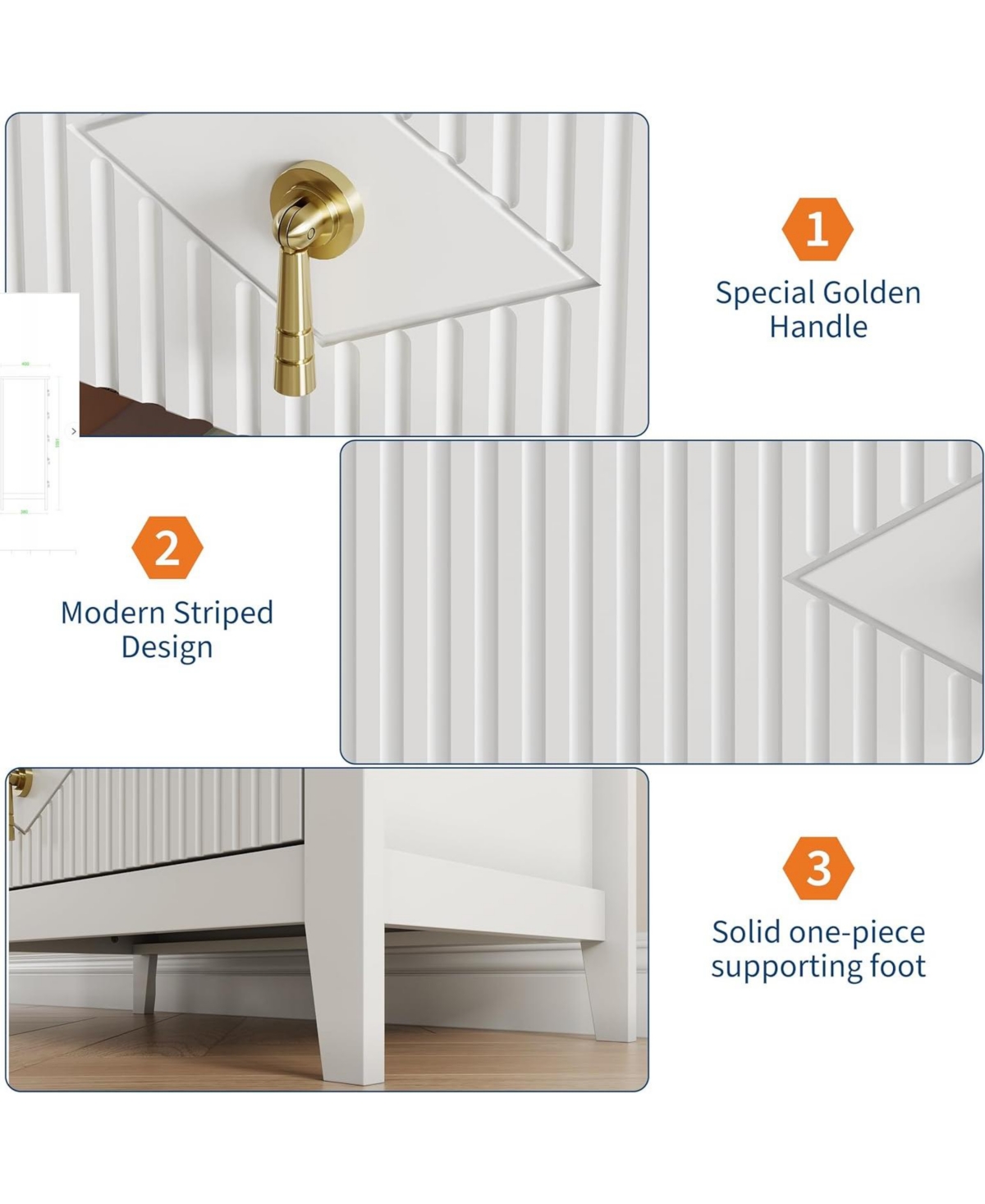 gaomon Fluted Dresser for Bedroom 43" Tall, 5-Drawer Modern Wood Chest, Space-Saving Storage Cabinet Living Room, Hallway, or Entryway