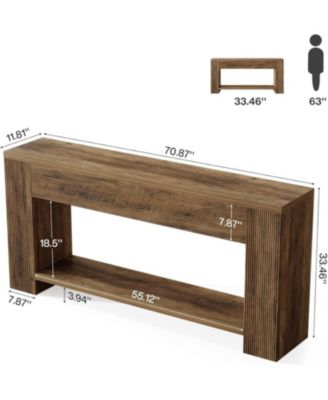 70.9-Inch Console Tables for Entryway, Narrow Wooden Long Sofa Table Behind The Couch, Rustic Brown