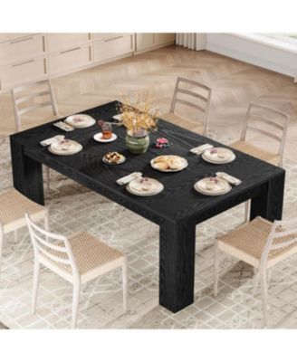 Dining Table for 4 to 6, Rectangular Kitchen Dinner Table, Black Wooden Eating Table