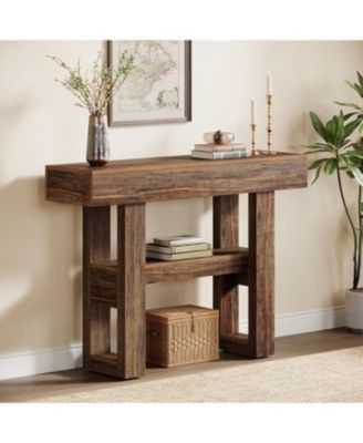 41.34-Inch Farmhouse Console Table, 2-Tier Narrow Sofa Table Behind The Couch, Entryway Furniture
