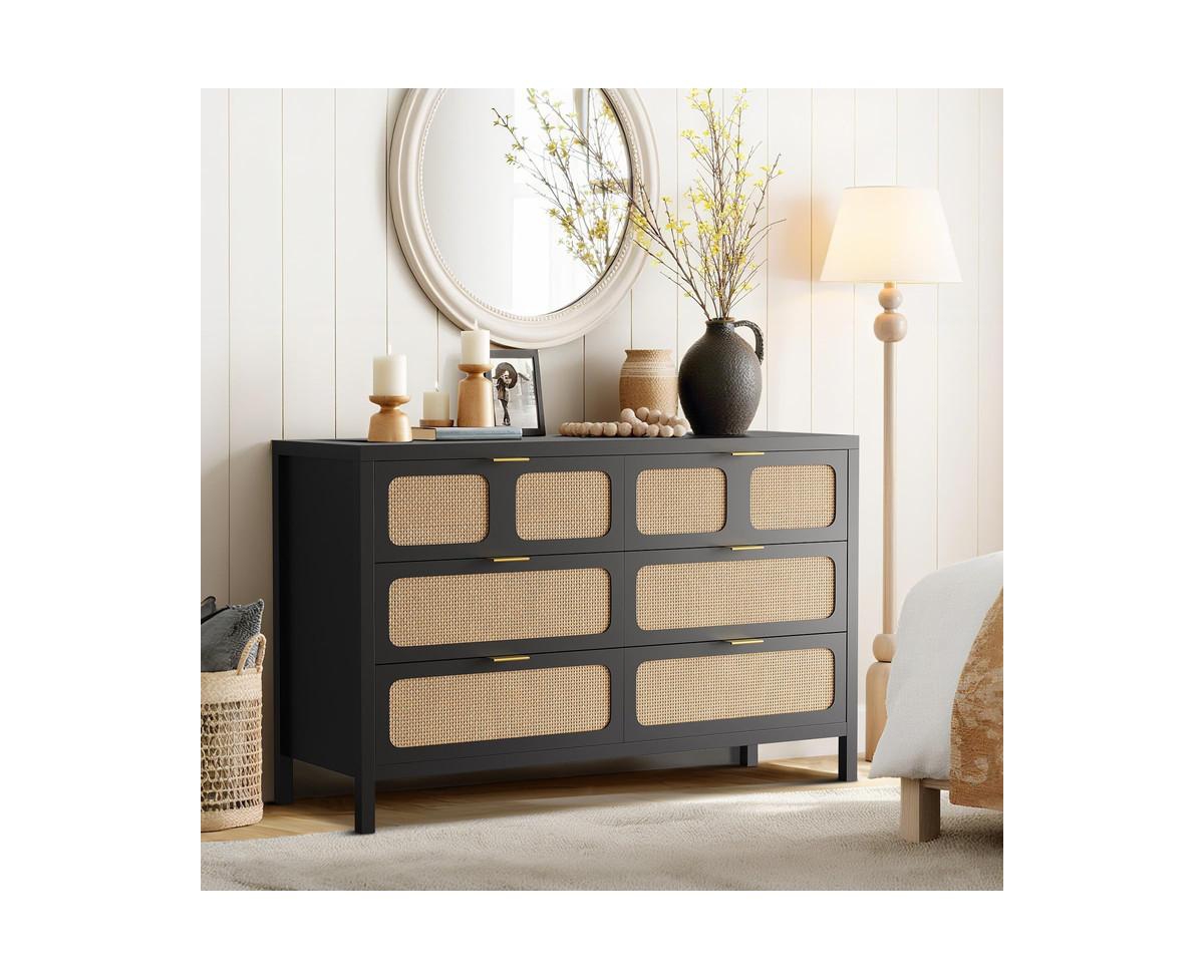 gaomon Rattan Dresser for Bedroom with Metal Handles