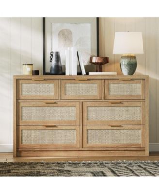 Rattan 7 Drawers Dresser for Bedroom