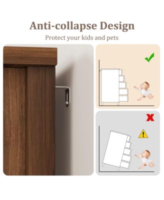 Farmhouse 5 Drawer Dresser for Bedroom, 48" Tall Wood Dresser Chest of Drawer with Sliding Barn Door