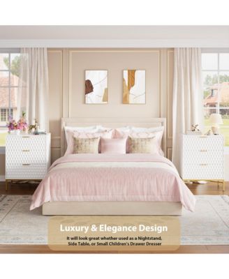 Modern 3 Drawer Dresser, Nightstand with Wide Top, Chest of Drawers