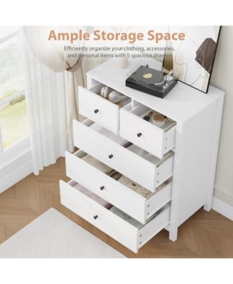 5 Drawer Dresser for Bedroom, Modern Tall Dresser Organizer with Storage Drawers