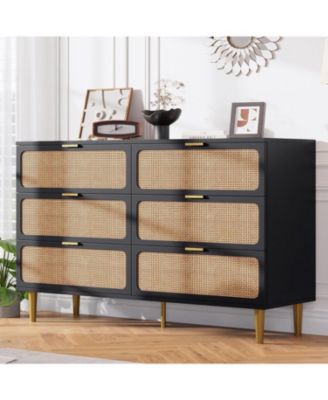 6-Drawer Bedroom Dresser, Large Double Chest with Deep Drawers, Wood Storage for Closet Living Room Hallway Kids Room