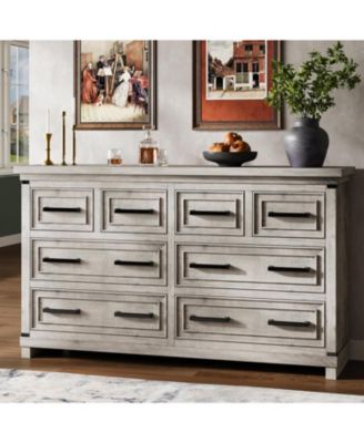 Modern Bedroom Dresser and TV Stand for 55" TV, 8-Drawer Clothes Organizer with Easy-Pull Handles for Living Room, Kitchen, or Hallway