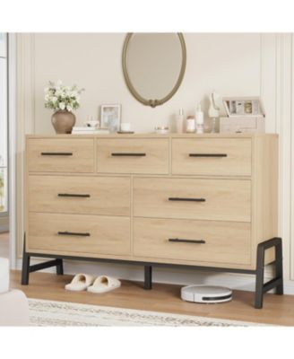 52" Wide 7-Drawer Bedroom Dresser, Modern Storage Chest for Entryway, Bedroom, or Living Room