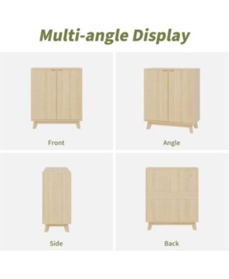 Fluted Accent Buffet Cabinet with Storage 2-Door Mid-Century Sideboard with Adjustable Shelves Console Table for Living Room Kitchen Entryway