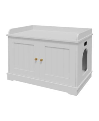 Wooden Cat Litter Box Enclosures,Hidden Litter Box,Pet House with Barn Door