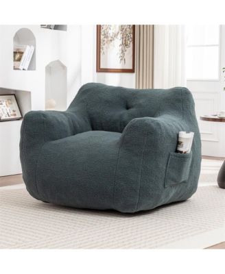 Giant Bean Bag Sofa with Armrests High-Density Foam Stuffed Lazy Sofa for Adults Removable Washable Cover