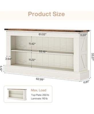 63-Inch Long Console Table for Entryway, Narrow Farmhouse Sofa Table with Shelves