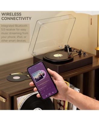 Retro Record Player System with 3-Speed Turntable, Bluetooth 5.0 & Dual Speakers