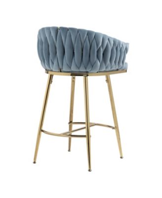 Streamdale Blue Hand-wave Back 26" Bar Stools, Set of 2