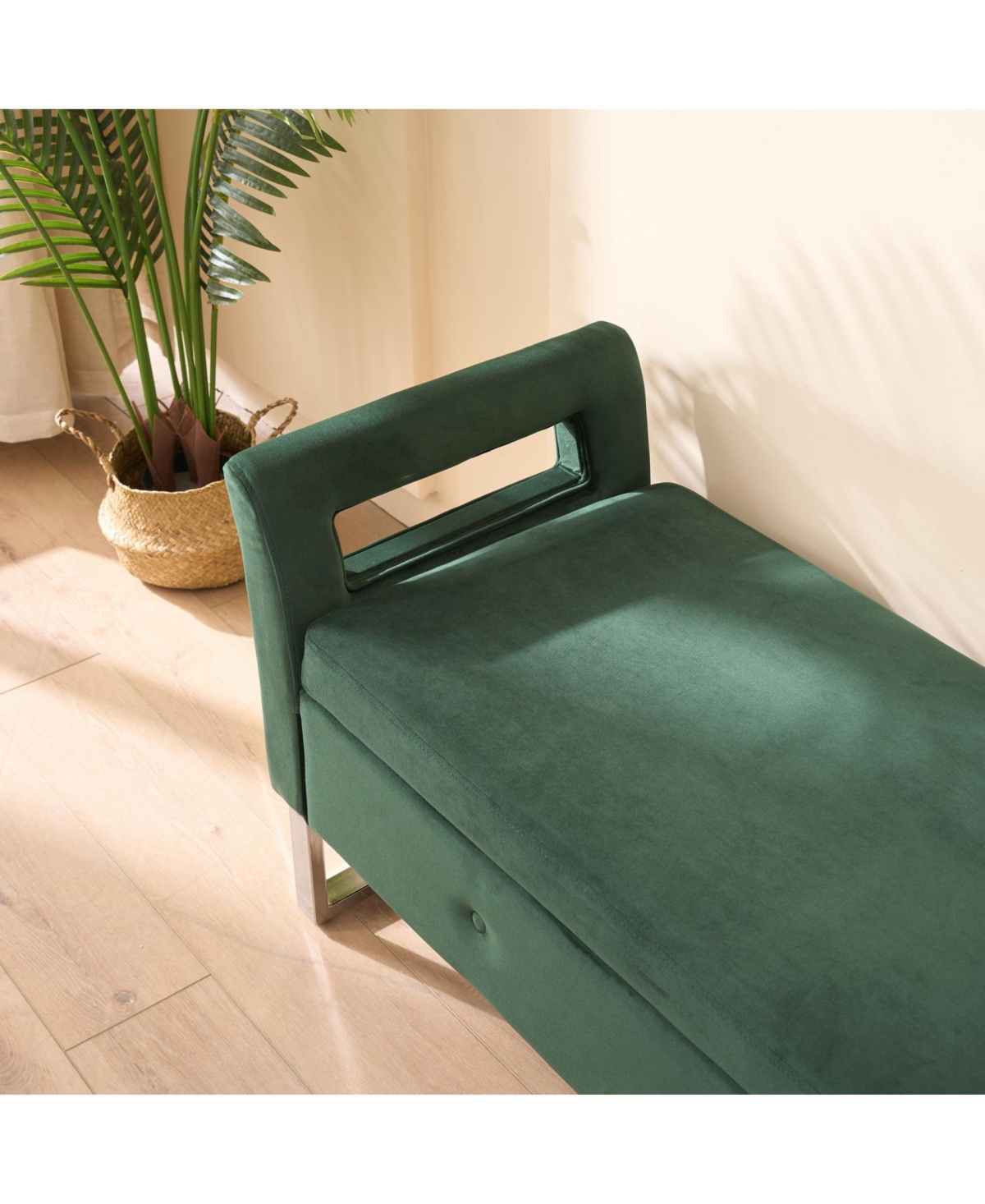 Streamdale Furniture 67.91" Velvet Storage Bench with Armrests