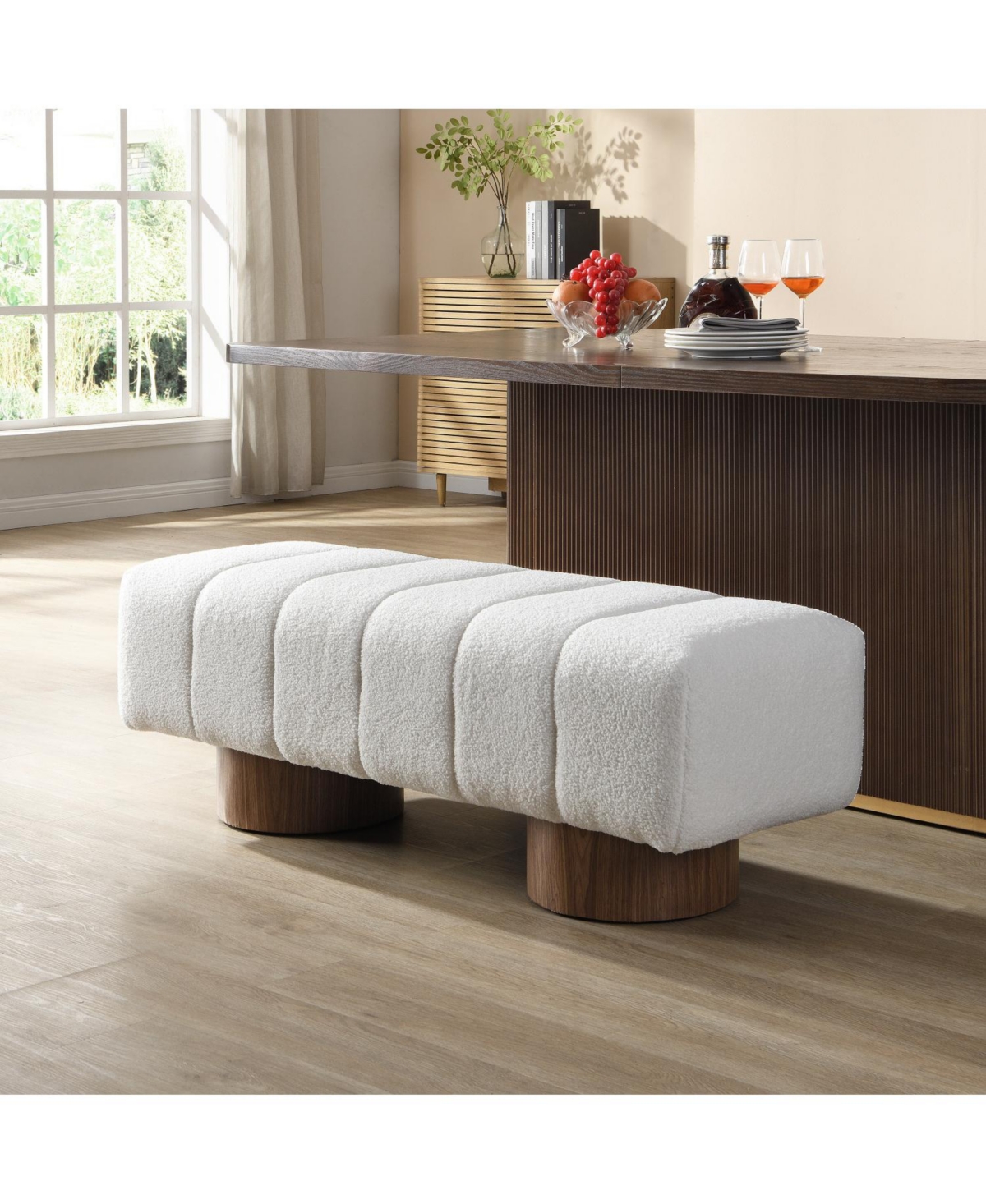 Streamdale Furniture 11" Boucle Upholstered Dining/Entryway Bench