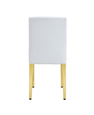 White PU Leather Chairs, Gold Legs (Set of 2)