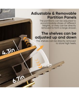 Streamdale 31.5" Walnut Shoe Cabinet - Mid-Century Modern Organizer