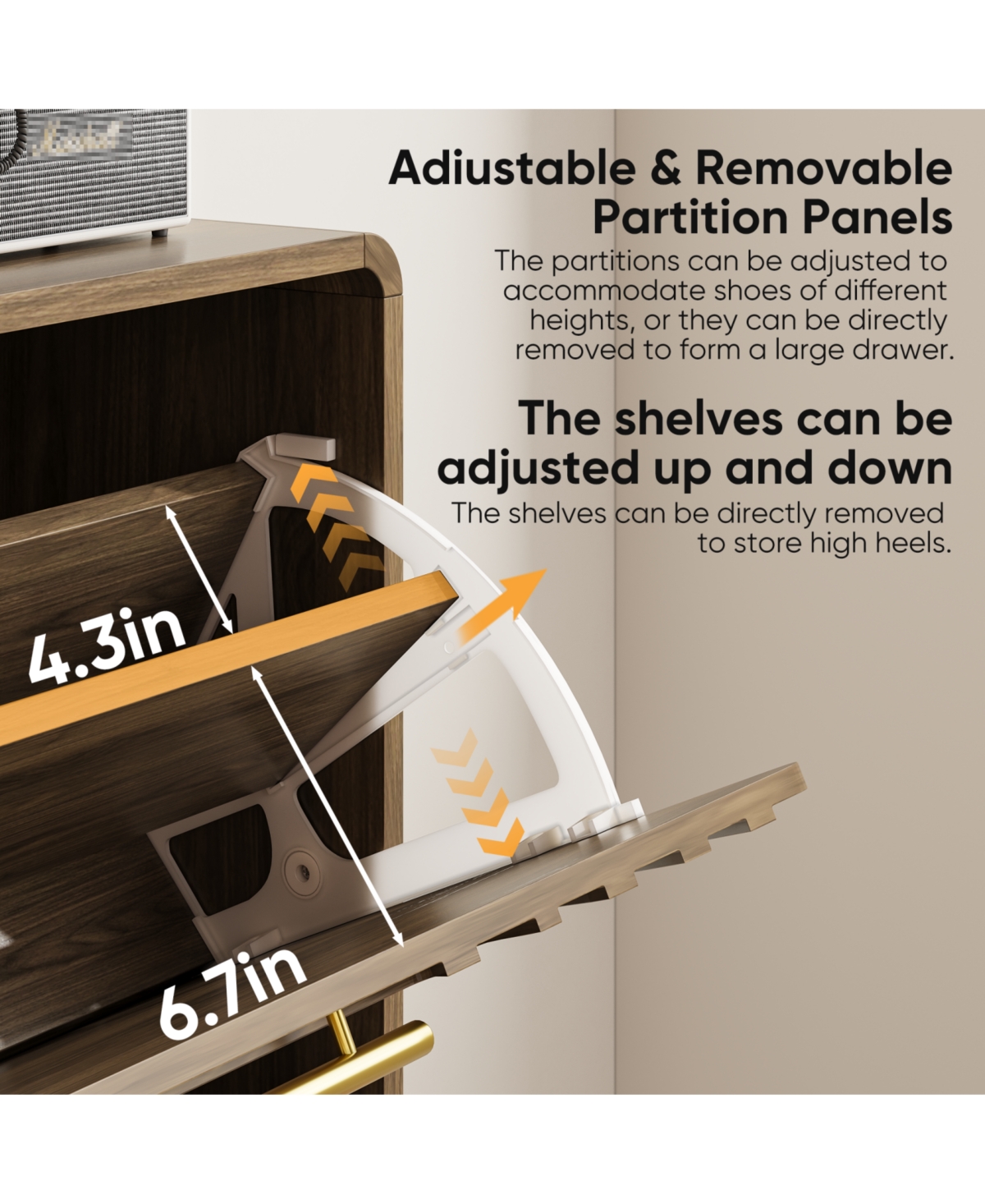 Streamdale 31.5" Walnut Shoe Cabinet - Mid-Century Modern Organizer