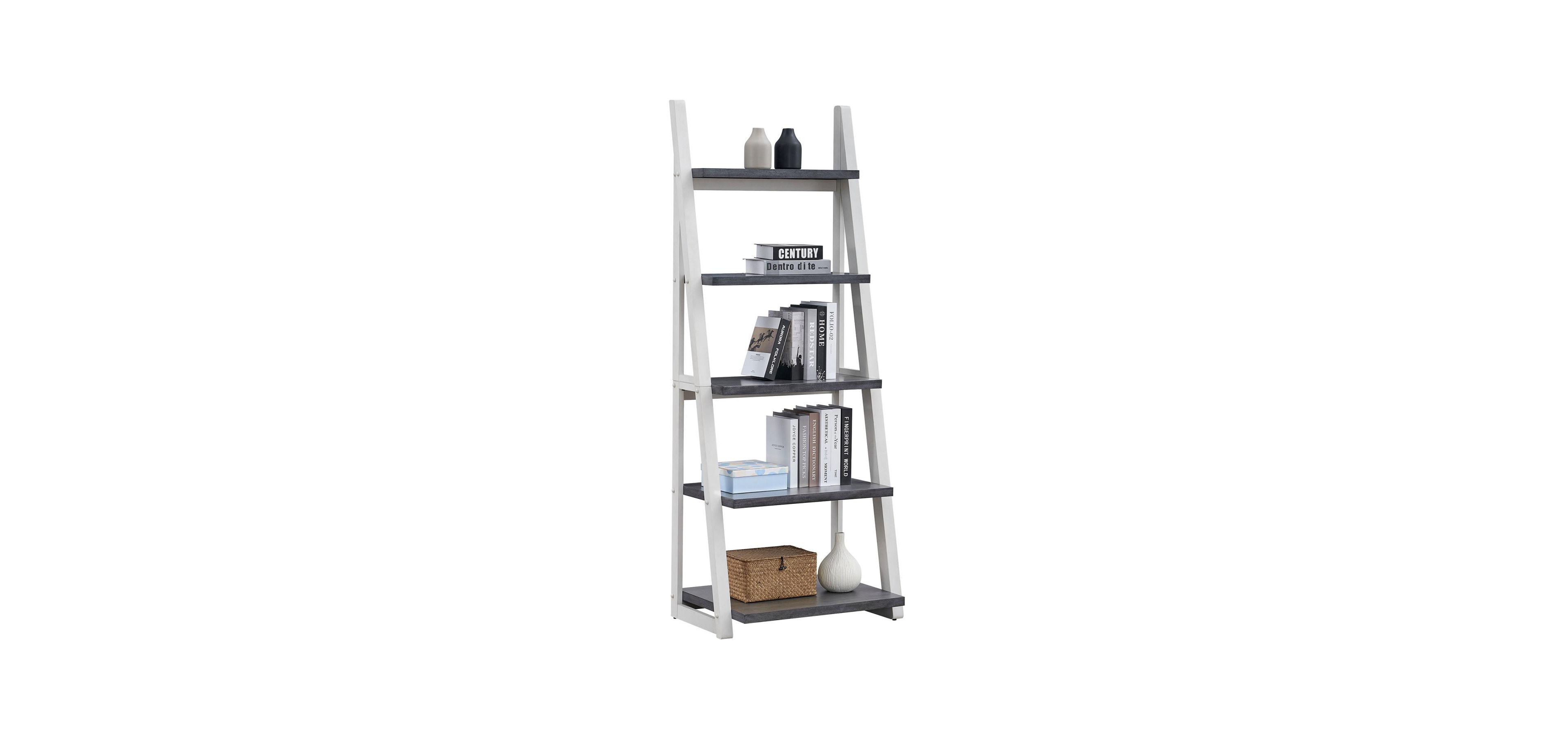 Streamdale Furniture Streamdale 5-Tier Ladder Bookcase with Rubberwood Frame