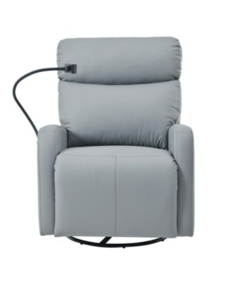  Swivel Recliner Rocking Chair, 360 Glider for Home, Living Room, Theater (Blue-Gray)