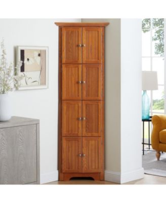  4-Tier Corner Kitchen Pantry Cabinet with 8 Doors and Adjustable Shelves