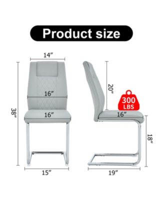 Faux Leather Cushioned Side Chairs - Set of 4 (Light Gray)