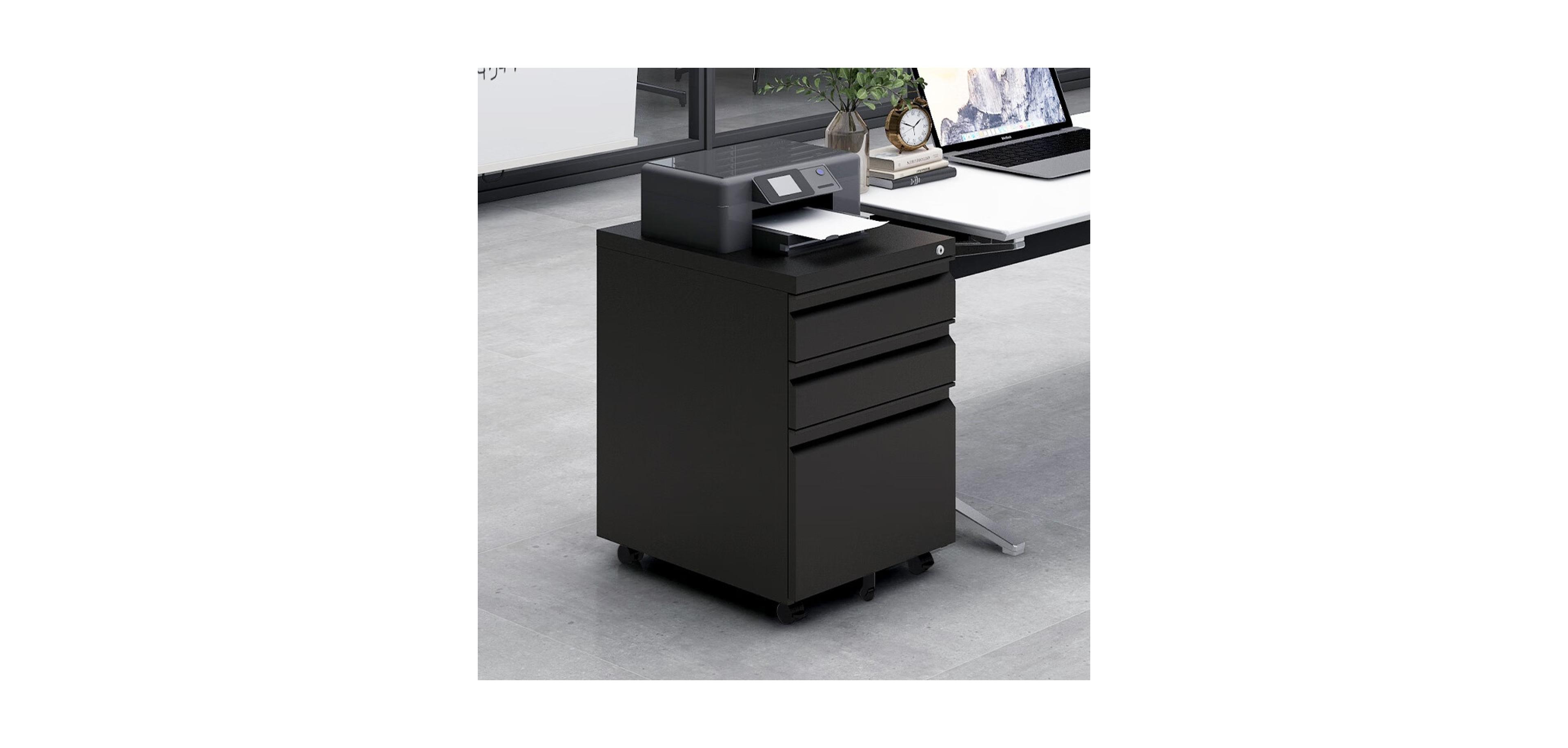 Streamdale Furniture 3-Drawer Mobile Locking File Cabinet (Black)