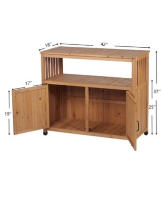 Wooden Patio Bar Table Set with Storage
