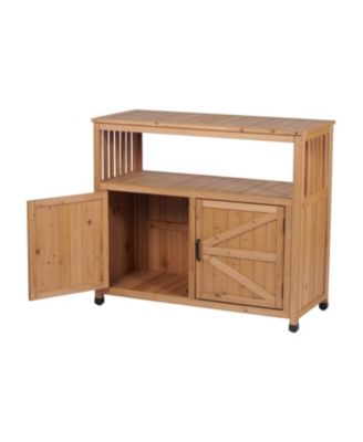 Wooden Patio Bar Table Set with Storage