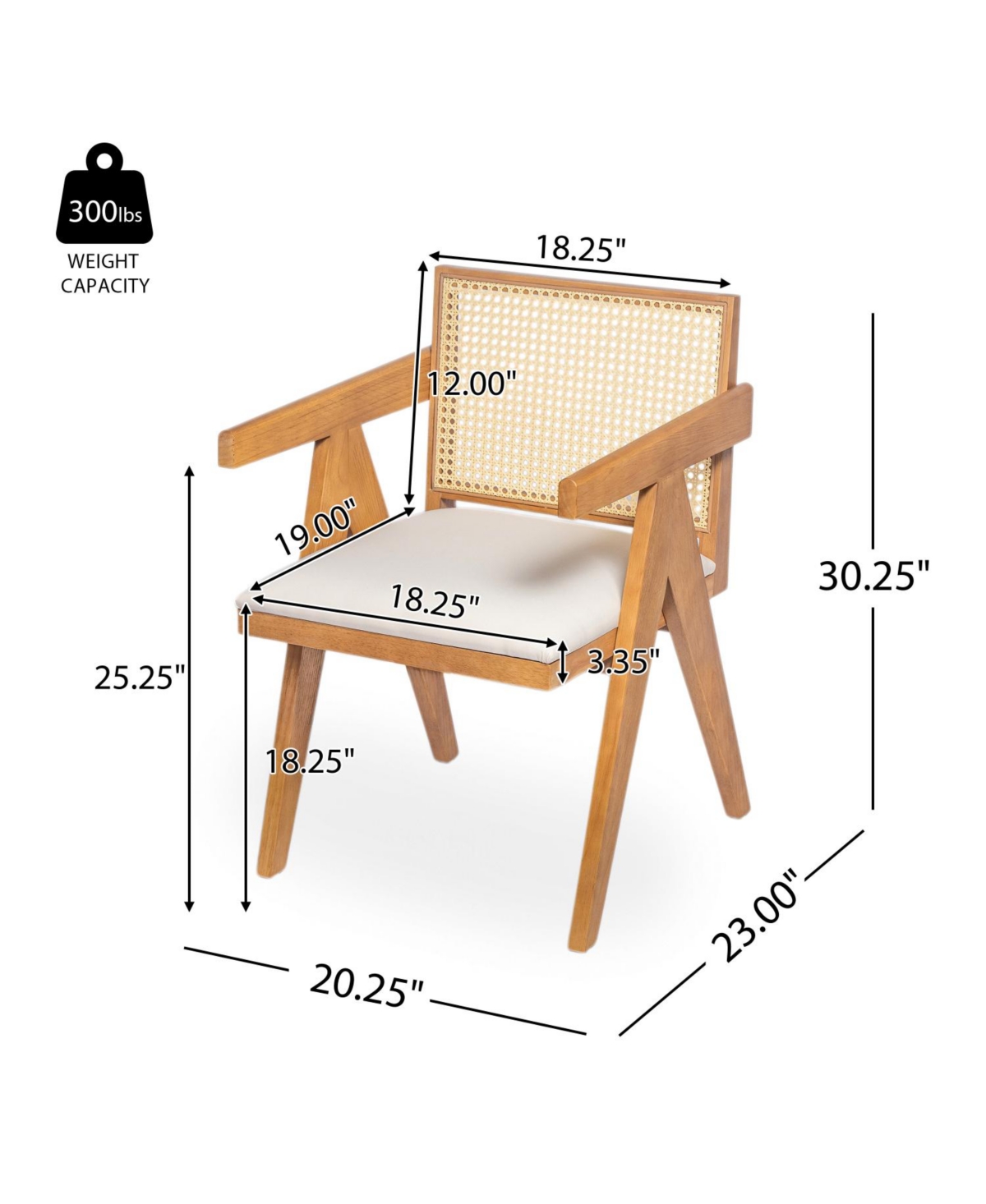 Streamdale Furniture Cane Upholstered Dining Chairs (Set of 2) Black/Natural