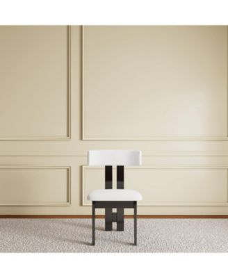 White Velvet Dining Chairs - Black Frame (Set of 2)